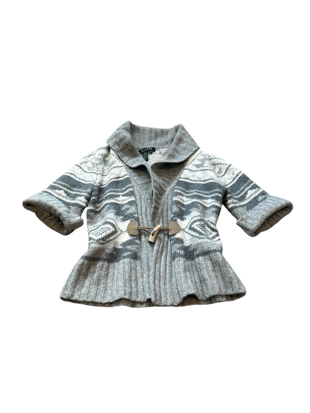 Lauren Ralph Lauren Shawl Collar Cardigan Toggle Wool Angora Southwestern Boho